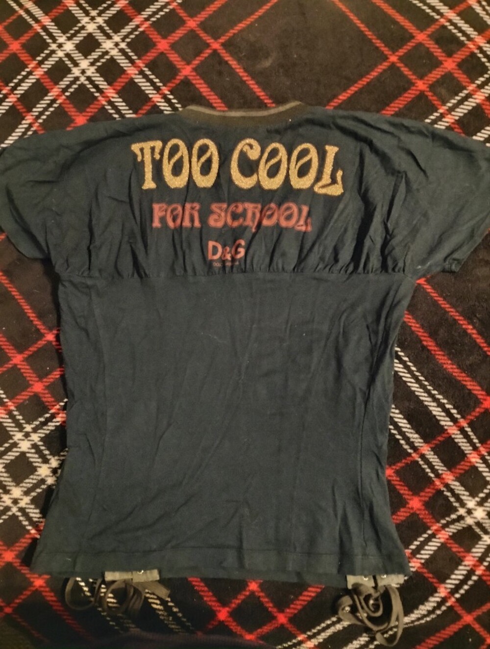 Dolce&Gabbana Too Cool For School V-neck Baby Tee With Laces On Both Sides Sz L